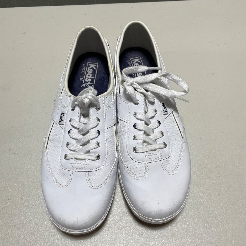 Keds‎ White Ortholite Tennis Shoes 8.5 Craxe T-Toe Leather Some wear